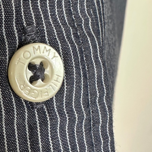 Tommy Hilfiger Mens Striped Short Sleeve Button Down Camp Shirt Blue Size Medium - Picture 5 of 9